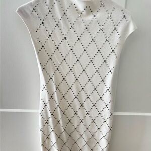 Zara White Mini Dress with Studded Pattern